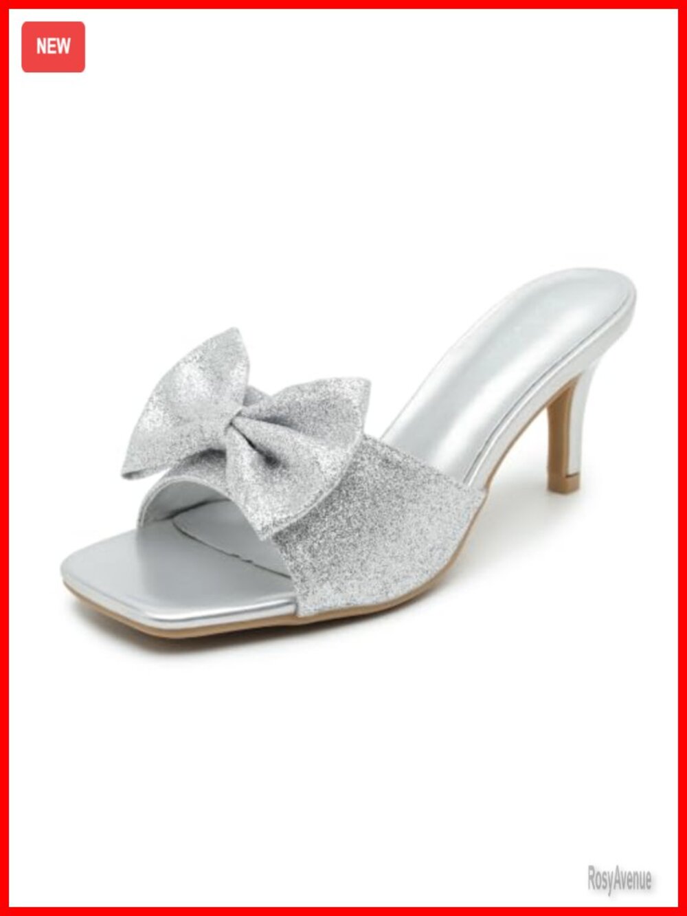 Bow Mule Heels Square Open Toe Kitten Heel Dressy Sandals